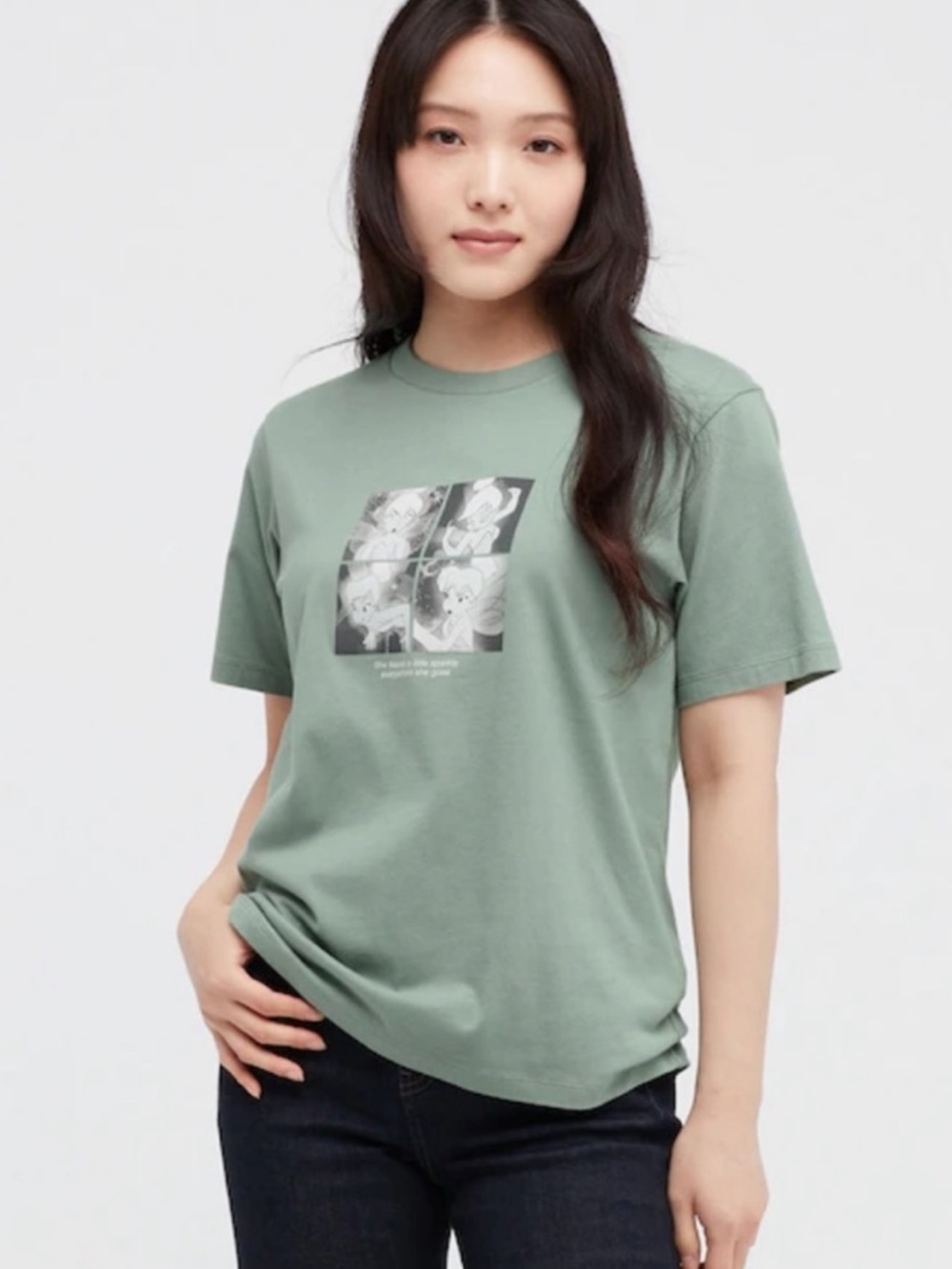 Uniqlo UT x Disney Tinkerbell Graphic Tee | Sage Green | Size Medium